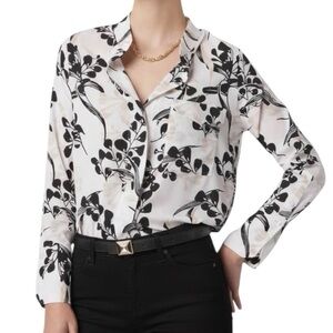 NWT WHITE HOUSE BLACK MARKET Floral Long Sleeve Button Front Blouse Size Medium